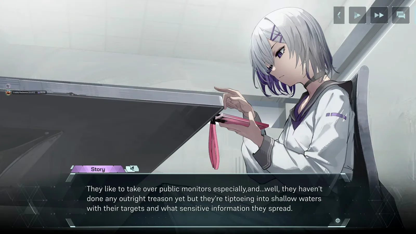 In Falsus story scene of the police visitation where Story explains the Death and Summer hacking accusations through her messages In Falsus story scene of the police visitation where Story explains the Death and Summer hacking accusations through her messages