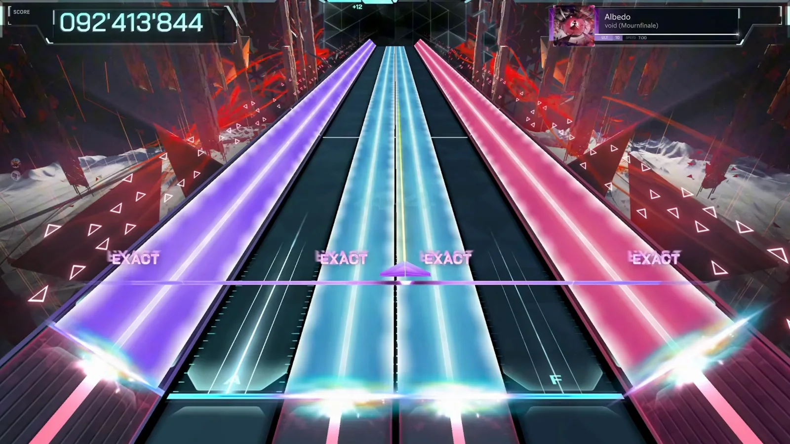 Violet, cyan and pink fields flood every lane of In Falsus as Albedo ULT 10 closes on four EXACTs at 092 413 844 Violet, cyan and pink fields flood every lane of In Falsus as Albedo ULT 10 closes on four EXACTs at 092 413 844