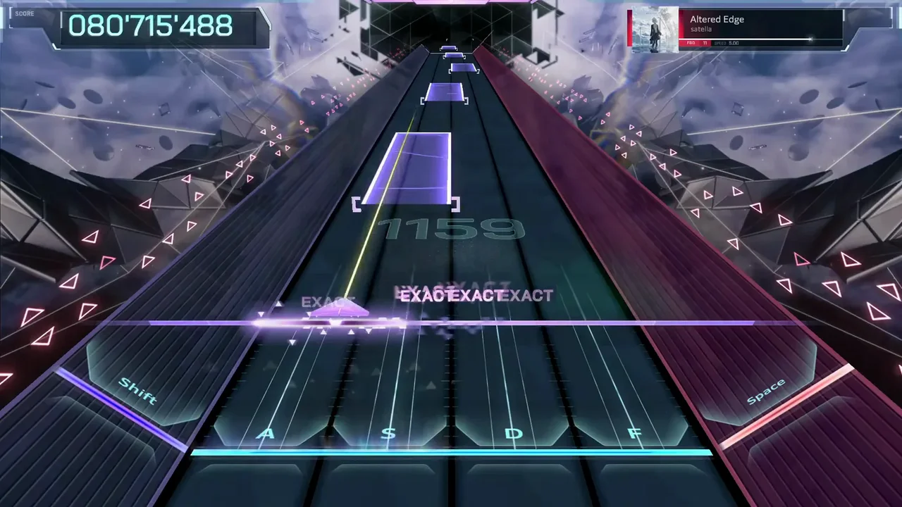 A purple hold chain rides the center lanes at 080'715'488 while three EXACT calls ring at watermark 1159