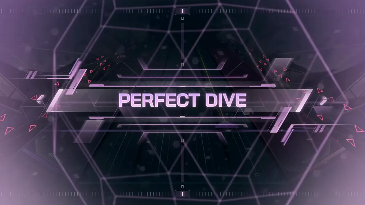 The PERFECT DIVE banner crosses Altered Edge's dimmed hexagon grid, certifying a full-chain clear of FBD 11