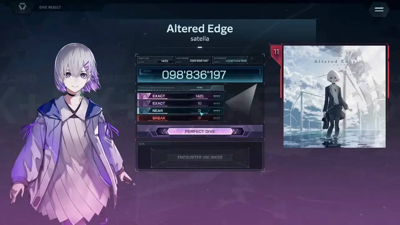 The result card counts through 098'836'197 with its EX+ badge not yet lit — a mid-roll frame, not the final score