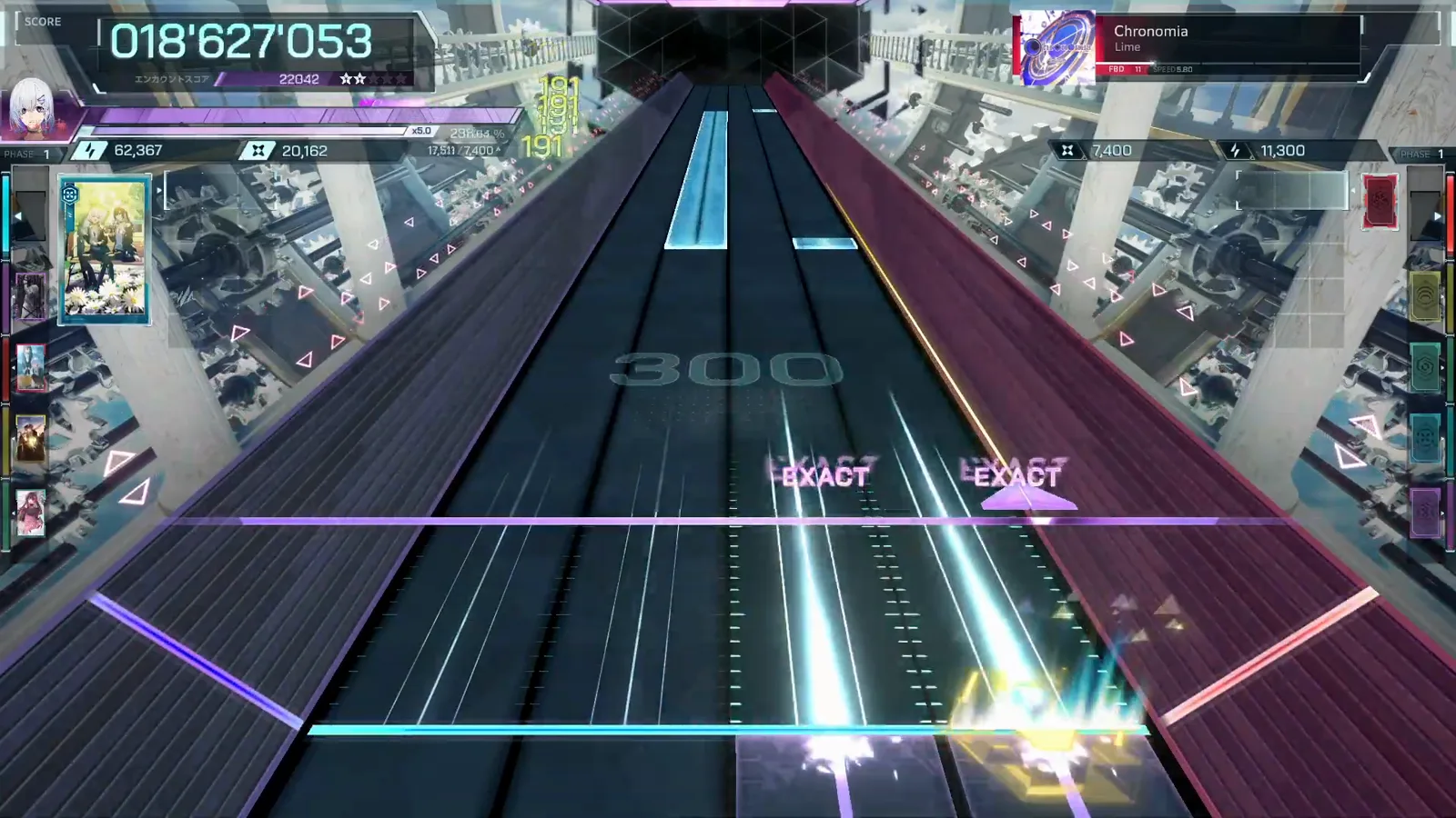 A wide violet press lands the 300th consecutive EXACT of Chronomia FBD 11 in In Falsus at 018 627 053