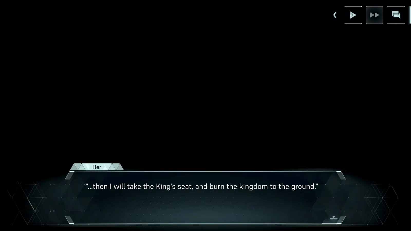 In Falsus scenario dialogue box where the character labelled Her delivers one of the demo story lines In Falsus scenario dialogue box where the character labelled Her delivers one of the demo story lines