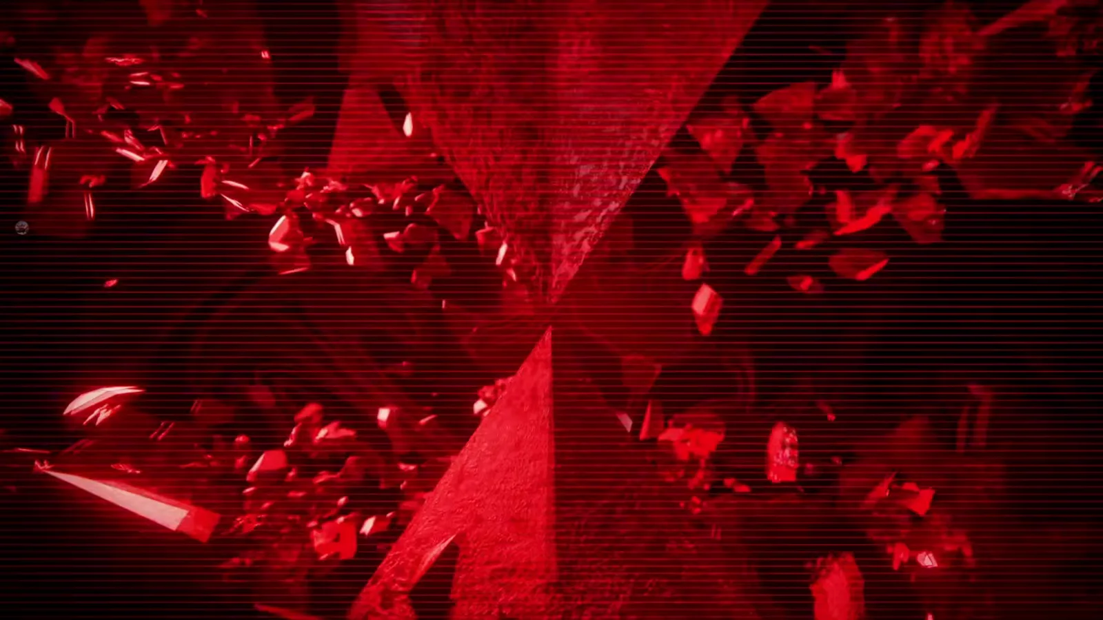 Red crystal shards fill the screen during the intro visual of the In Falsus hidden song EVO 9 Red crystal shards fill the screen during the intro visual of the In Falsus hidden song EVO 9
