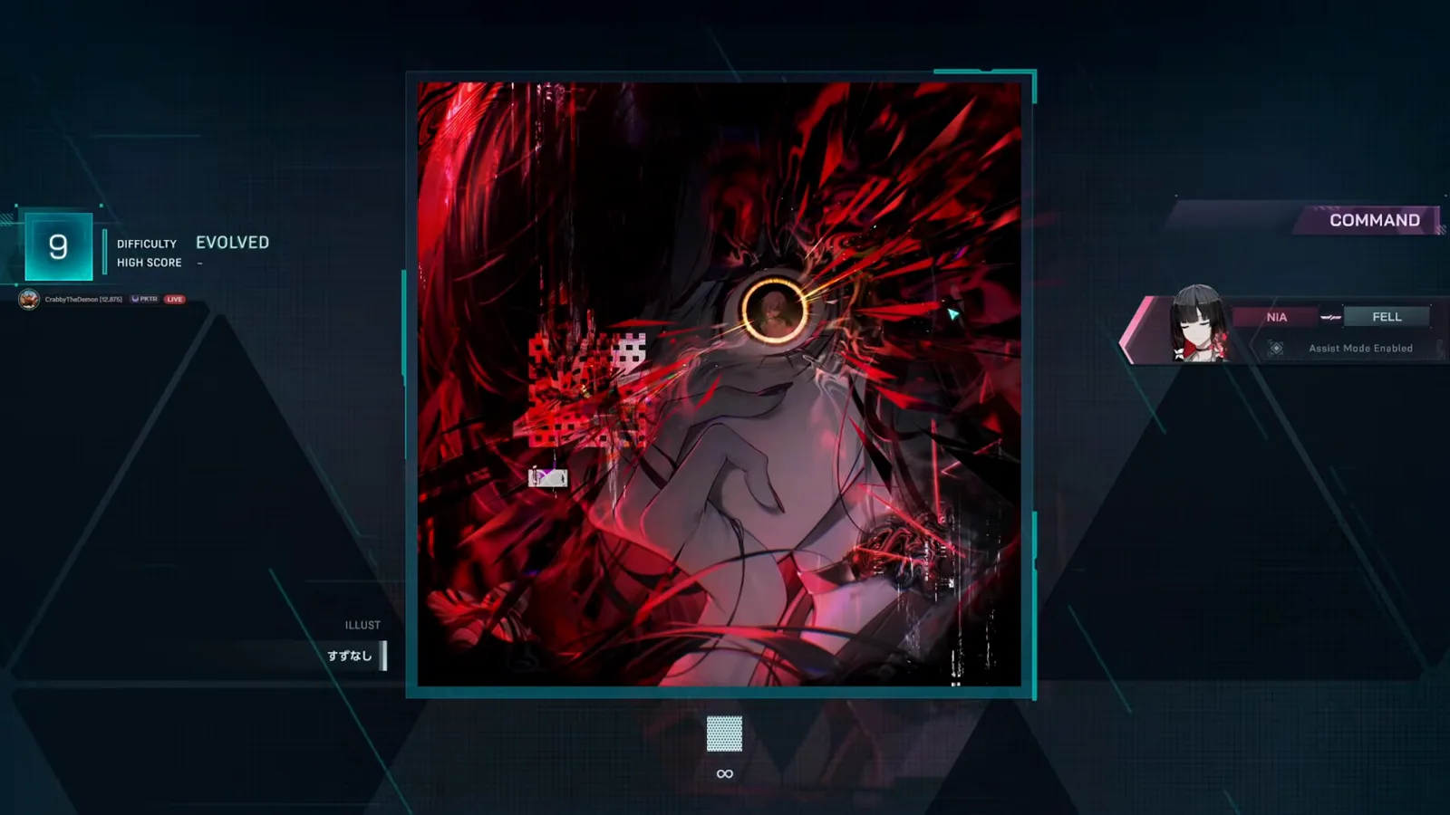 An empty In Falsus EVO 9 field waits at 000 000 000 with the hidden song entry unnamed on the HUD An empty In Falsus EVO 9 field waits at 000 000 000 with the hidden song entry unnamed on the HUD