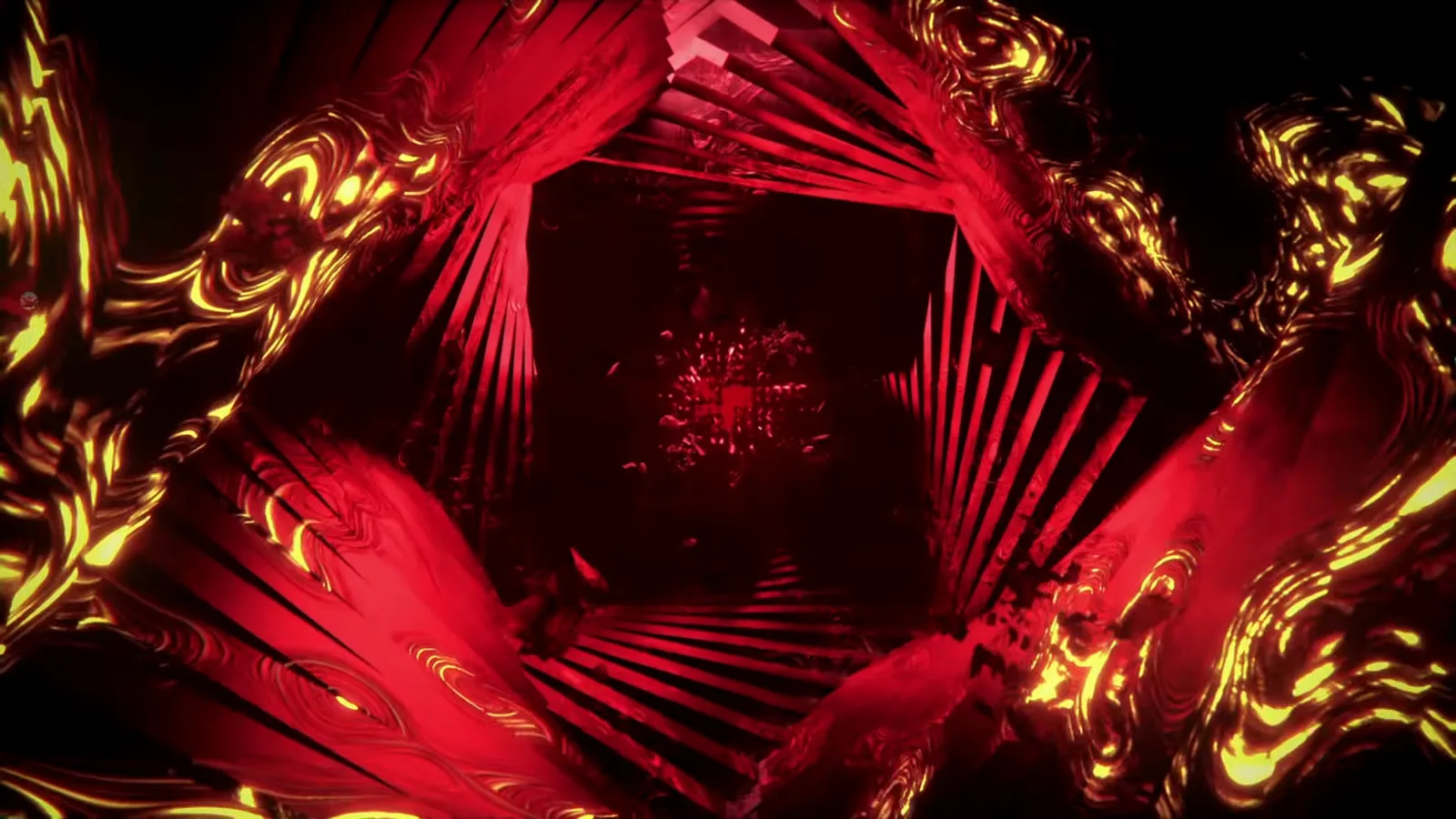 The hidden song opens on a red and gold crystalline mass in In Falsus before any note falls The hidden song opens on a red and gold crystalline mass in In Falsus before any note falls