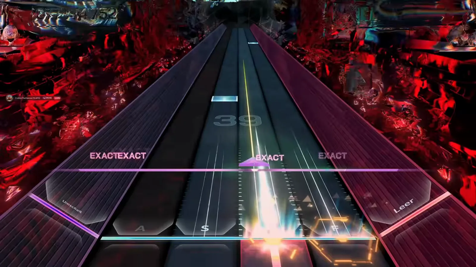 A blue wide slab lands between red debris walls late in the In Falsus hidden song EVO 9 chart A blue wide slab lands between red debris walls late in the In Falsus hidden song EVO 9 chart