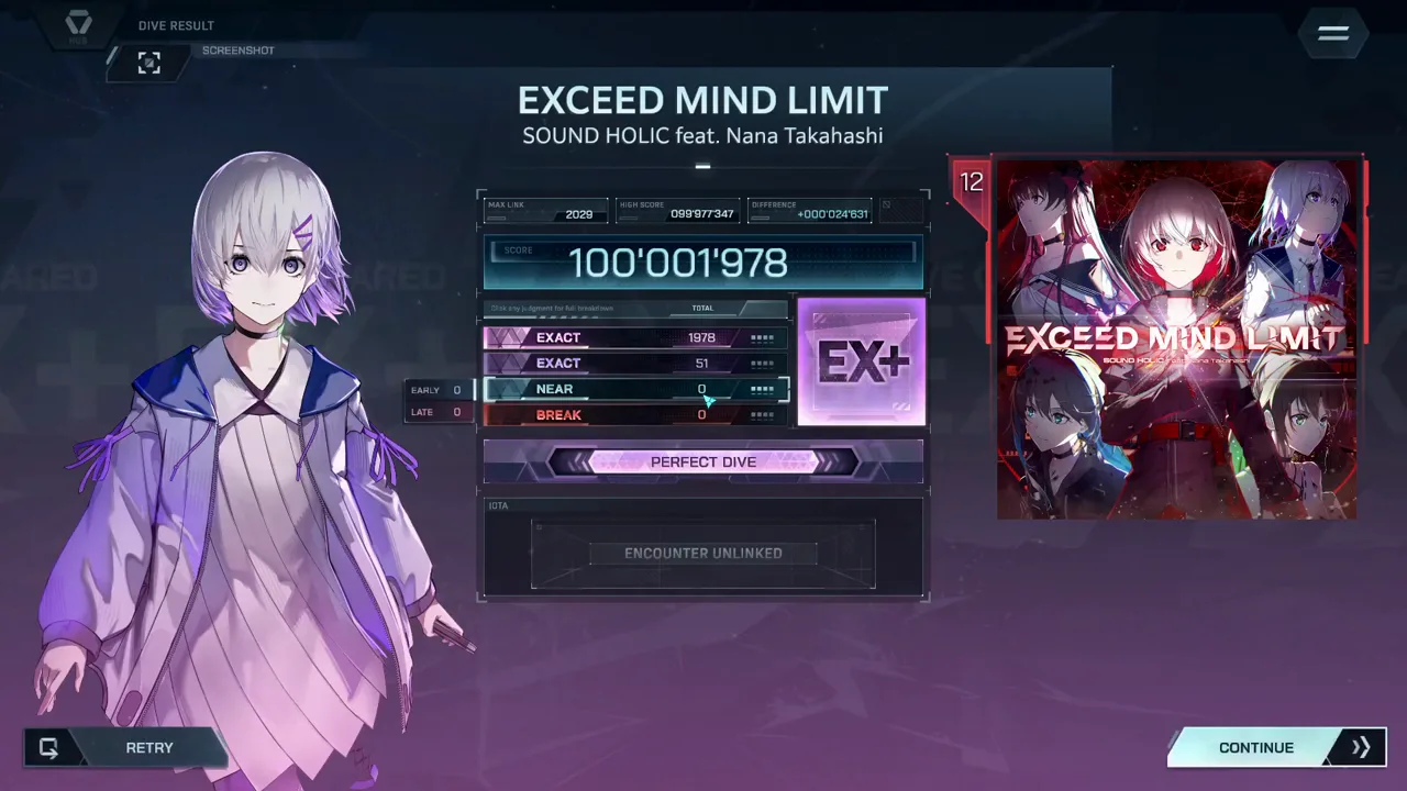 EXCEED MIND LIMIT's settled In Falsus card shows 100'001'978 at rank EX+ with EXACT 1978 plus 51 and MAX LINK 2029 EXCEED MIND LIMIT's settled In Falsus card shows 100'001'978 at rank EX+ with EXACT 1978 plus 51 and MAX LINK 2029