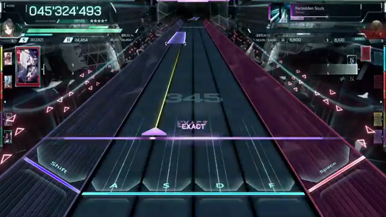 The yellow scratch line meets a violet pad for an EXACT with the chain watermark at 345 in Forbidden Souls ULT 9