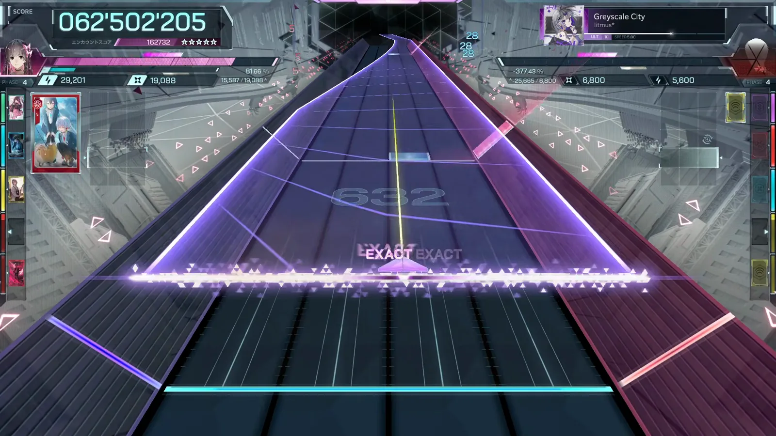 A violet field floods nearly the whole In Falsus lane width at chain 632 in the Greyscale City mid-chart peak A violet field floods nearly the whole In Falsus lane width at chain 632 in the Greyscale City mid-chart peak