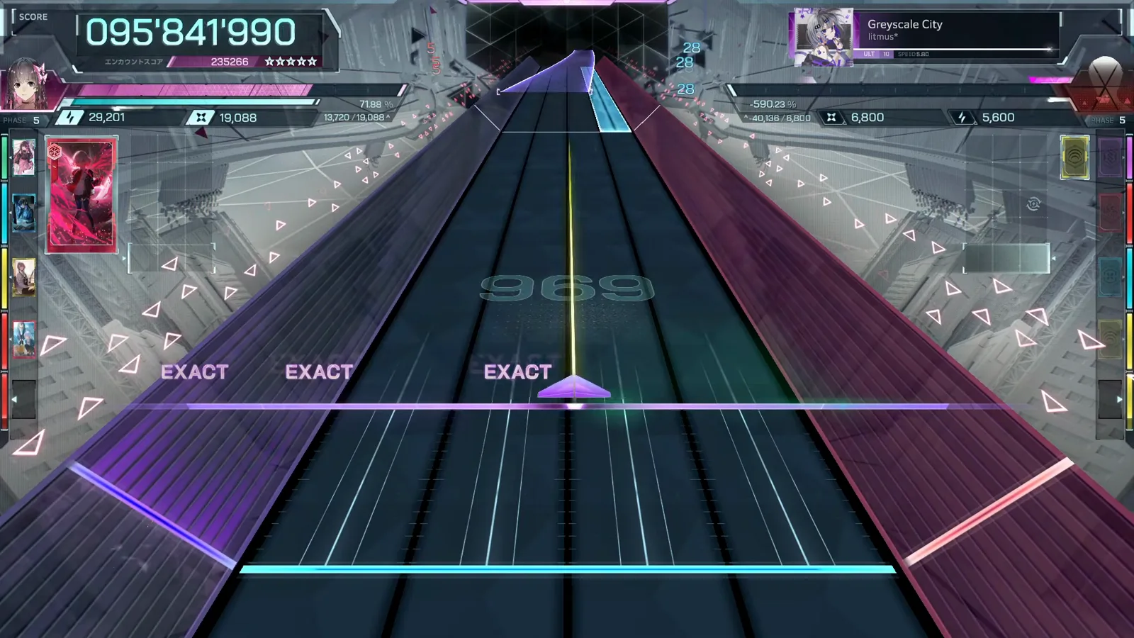 Three EXACTs carry chain 969 of Greyscale City ULT 10 with 095'841'990 banked on the In Falsus scoreboard Three EXACTs carry chain 969 of Greyscale City ULT 10 with 095'841'990 banked on the In Falsus scoreboard
