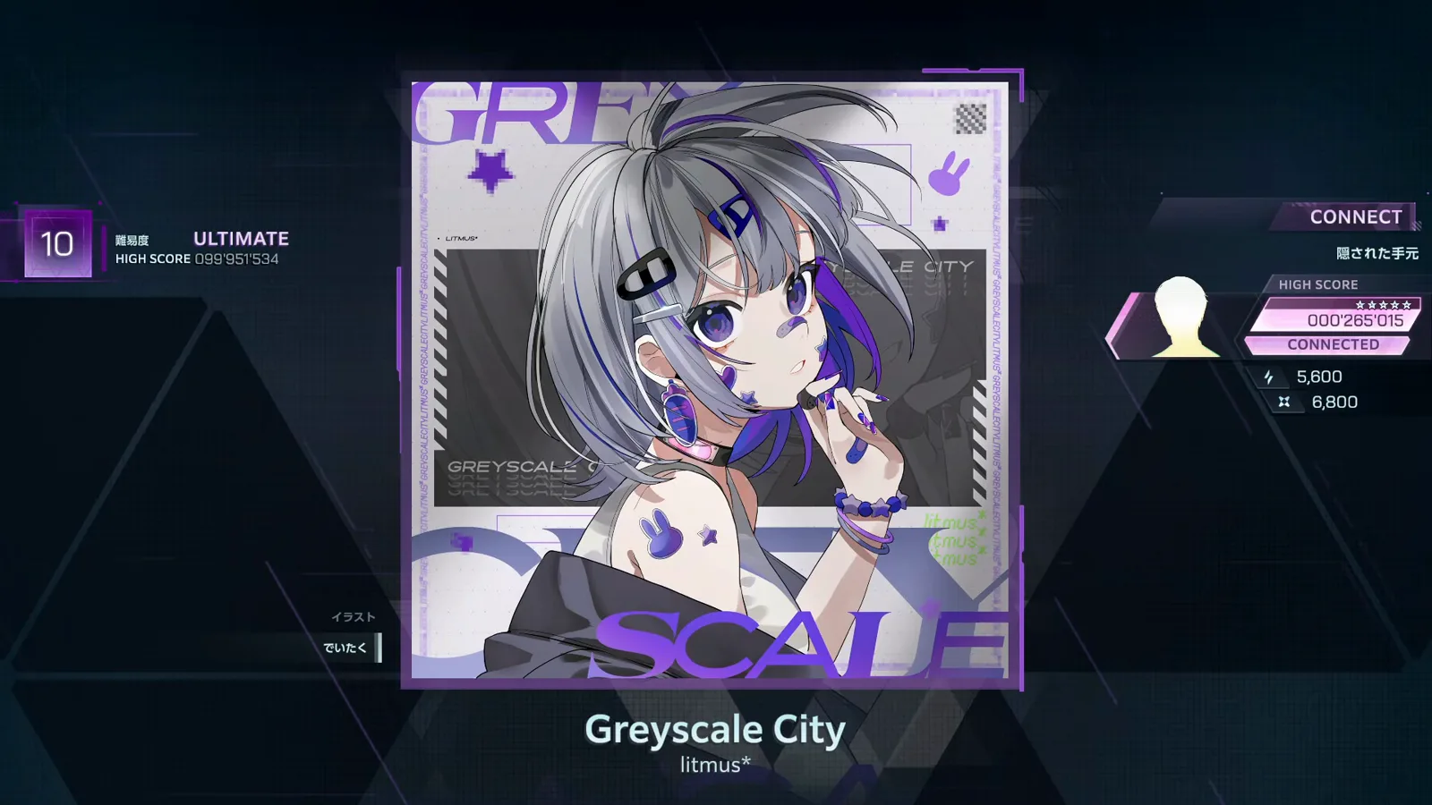 The pre-dive card pins ULTIMATE 10 and a HIGH SCORE of 099'951'534 for Greyscale City in In Falsus The pre-dive card pins ULTIMATE 10 and a HIGH SCORE of 099'951'534 for Greyscale City in In Falsus