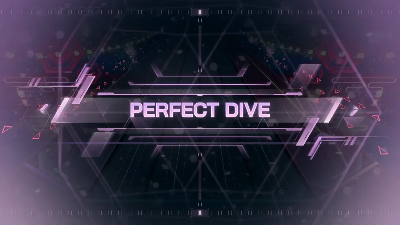 PERFECT DIVE spans the screen over a dimmed hexagon grid after the 1344th note of Hanabi FBD 11