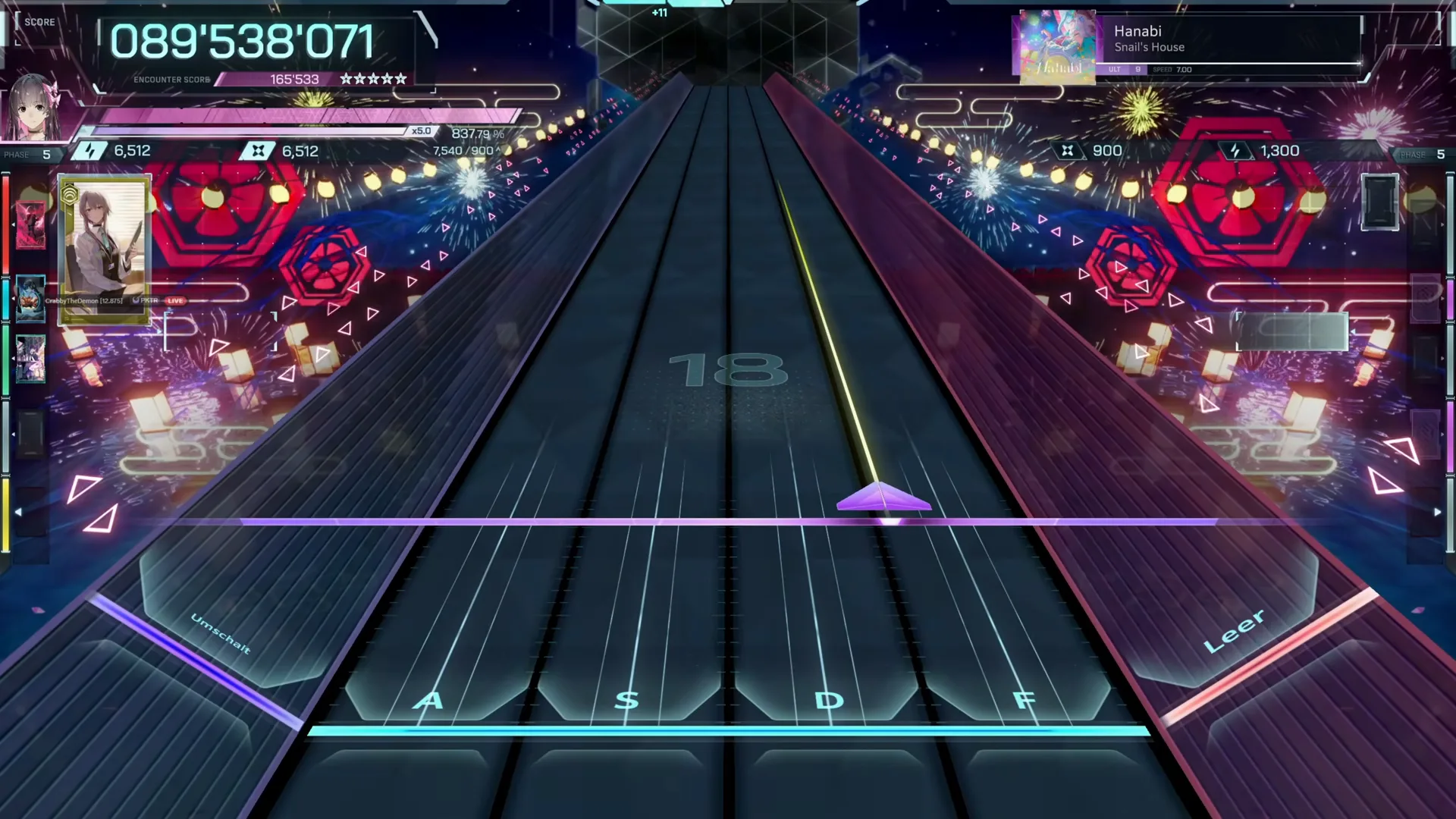 Last note spent, the In Falsus counter stands at 089'538'071 for Hanabi ULT 9 with encounter score 165'533