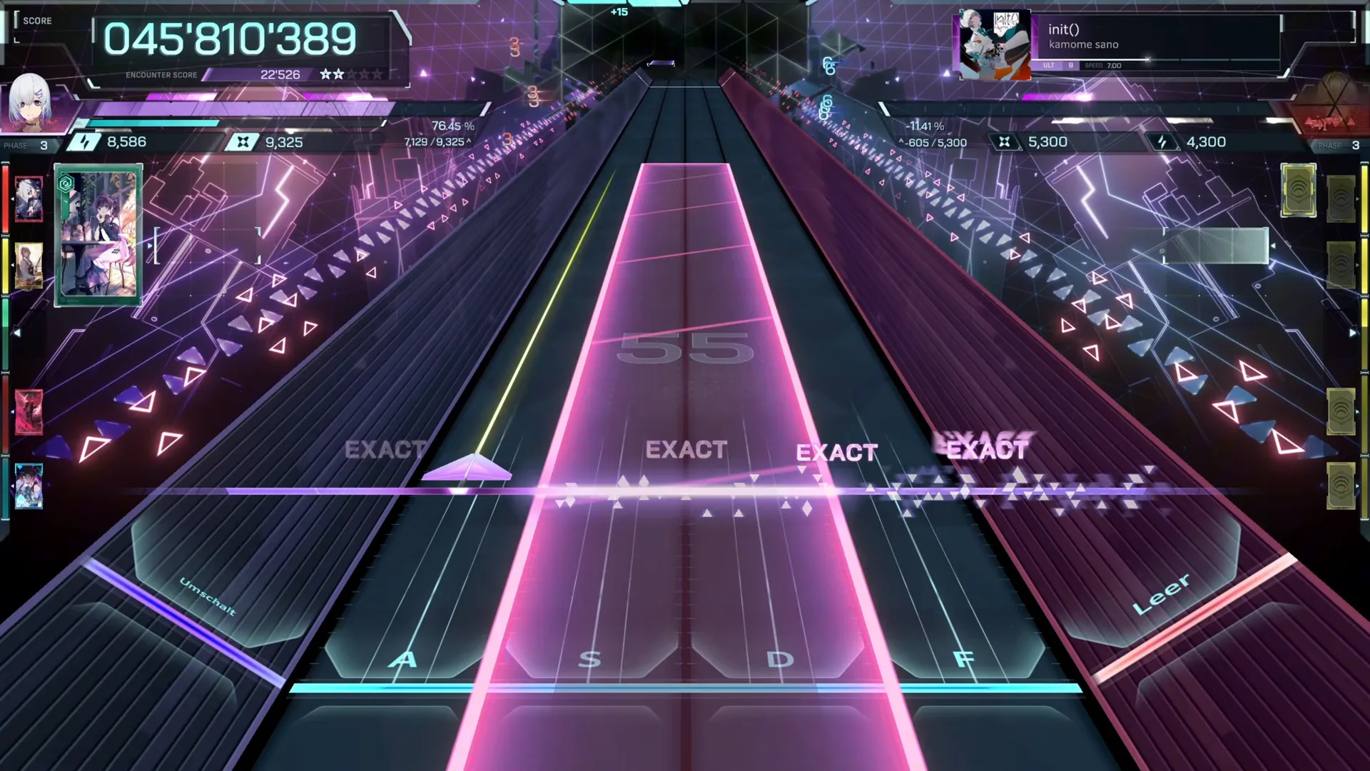 A field beam spans nearly the whole In Falsus highway for init() ULT 9 at chain 55, score 045'810'389