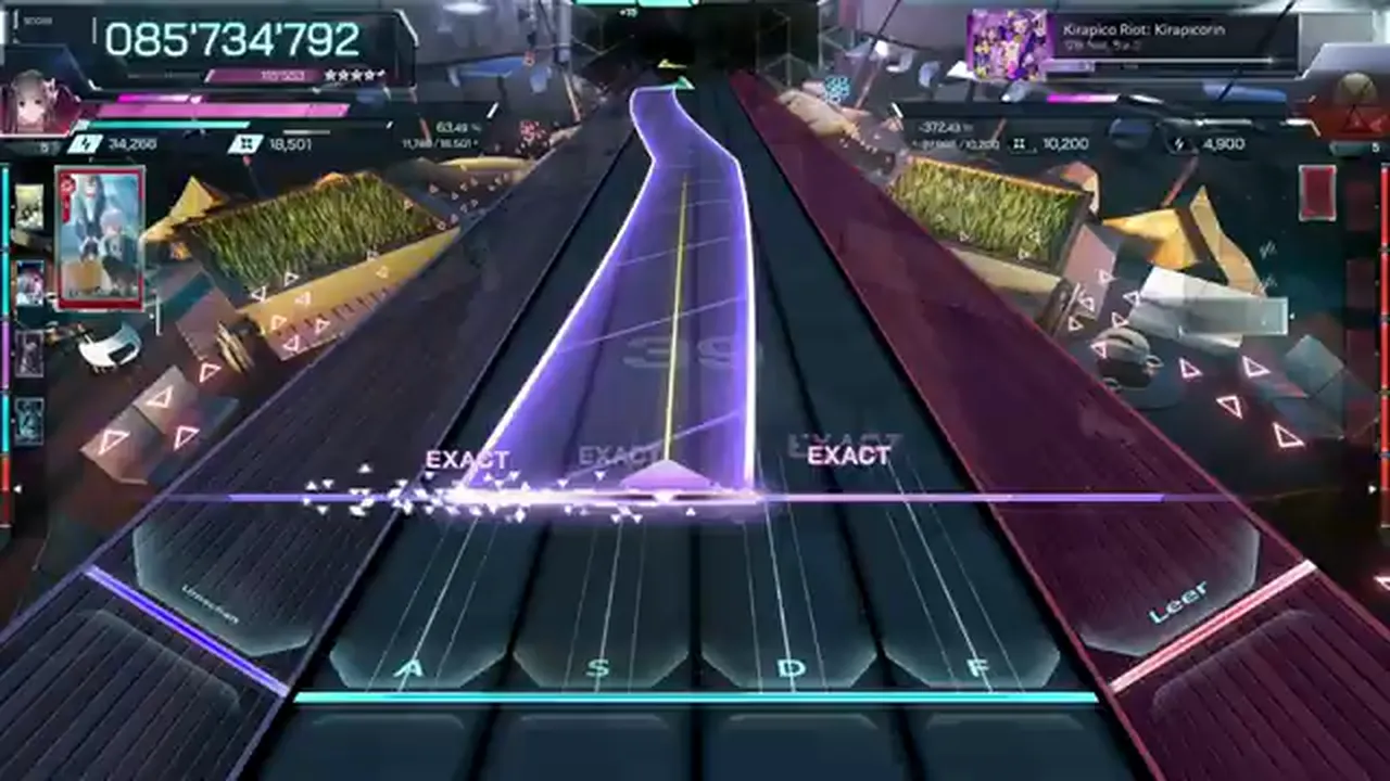 A curved violet beam bends across the late In Falsus highway past two EXACTs at 085'734'792 in Kirapico Riot ULT 9 A curved violet beam bends across the late In Falsus highway past two EXACTs at 085'734'792 in Kirapico Riot ULT 9