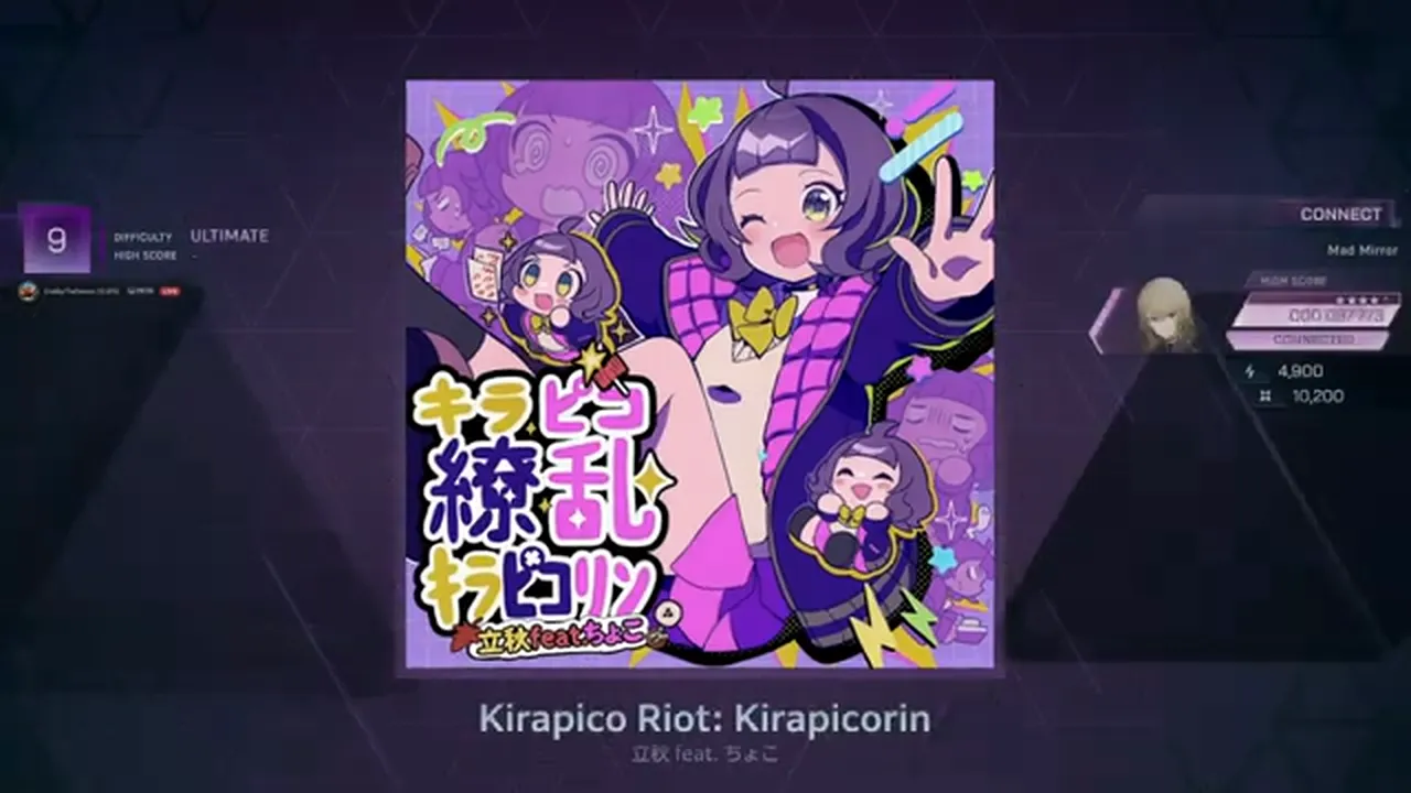 In Falsus' gate for Kirapico Riot: Kirapicorin shows DIFFICULTY ULTIMATE 9 with the HIGH SCORE row still an empty dash In Falsus' gate for Kirapico Riot: Kirapicorin shows DIFFICULTY ULTIMATE 9 with the HIGH SCORE row still an empty dash