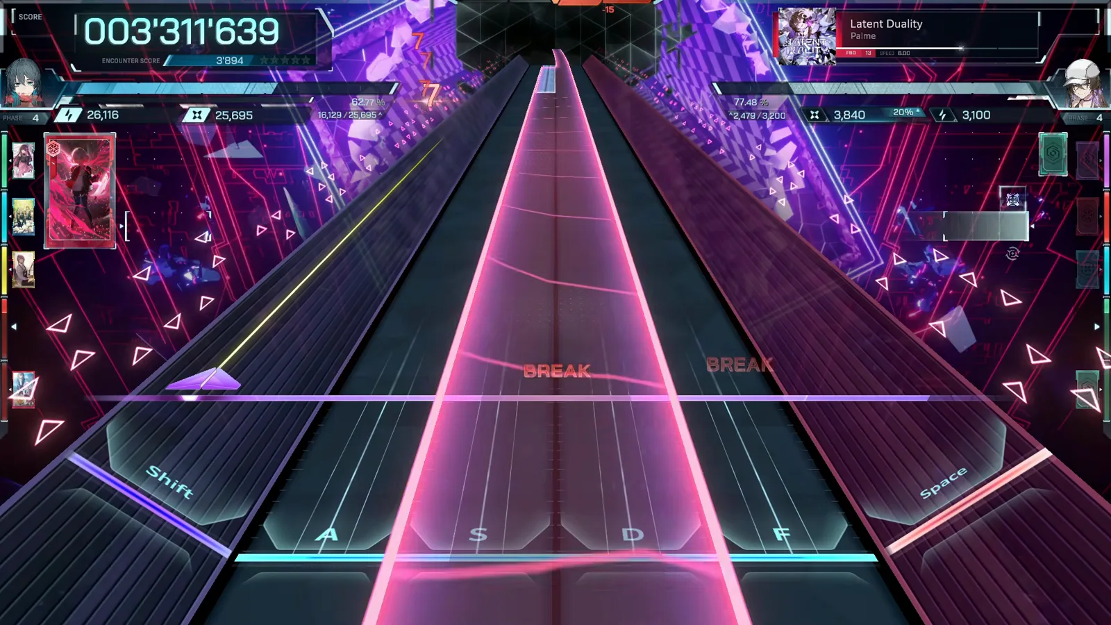 The pink twin hold carries the right lanes at the same frozen 003’311’639 in In Falsus