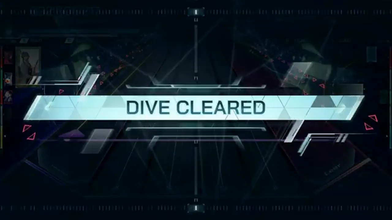 The cyan DIVE CLEARED banner crosses the emptied In Falsus highway with the counter frozen at 092'606'217 The cyan DIVE CLEARED banner crosses the emptied In Falsus highway with the counter frozen at 092'606'217