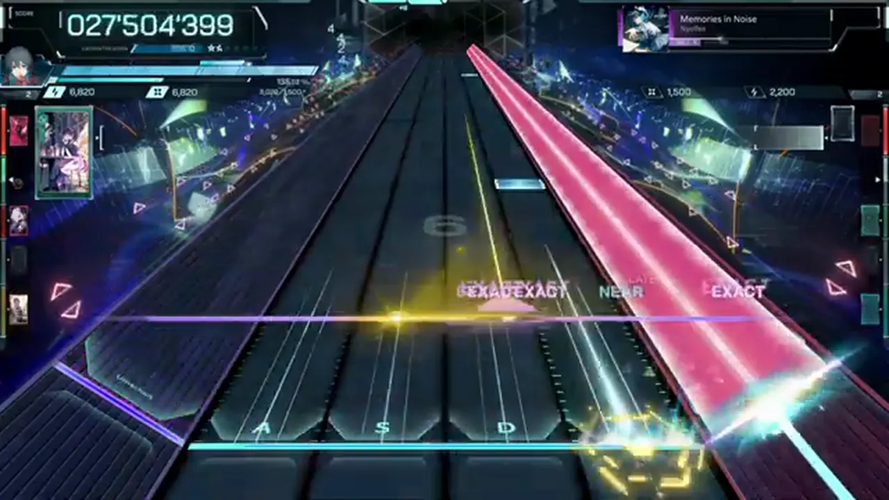 A pink wide beam and a yellow hexagonal hold knob share the highway at 027'504'398 with EXACT NEAR EXACT on the line A pink wide beam and a yellow hexagonal hold knob share the highway at 027'504'398 with EXACT NEAR EXACT on the line