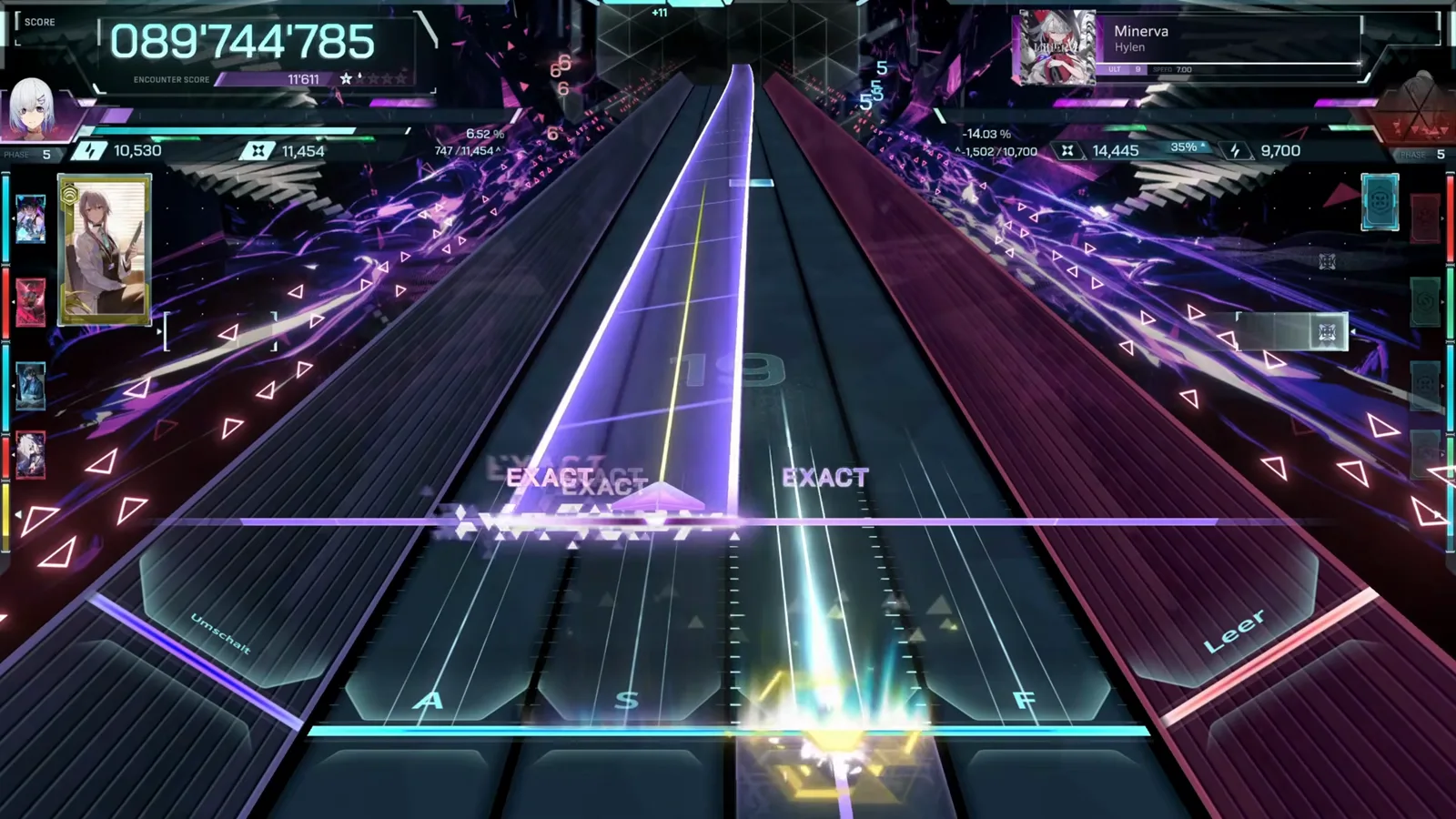 A gold burst lights the In Falsus line at 089'744'785 points in Minerva ULT 9's closing seconds A gold burst lights the In Falsus line at 089'744'785 points in Minerva ULT 9's closing seconds