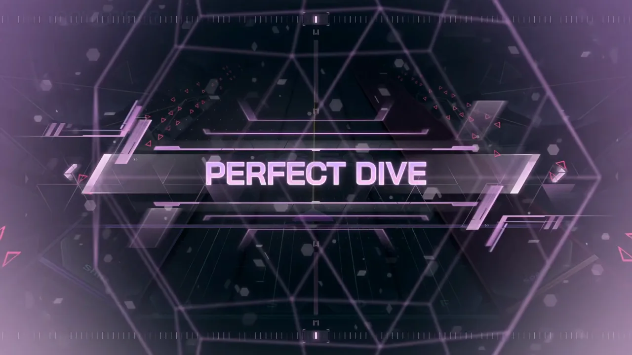 The PERFECT DIVE banner spans a dimmed hexagon grid after the 1,659th note of MIRINAE's FBD 12 chart