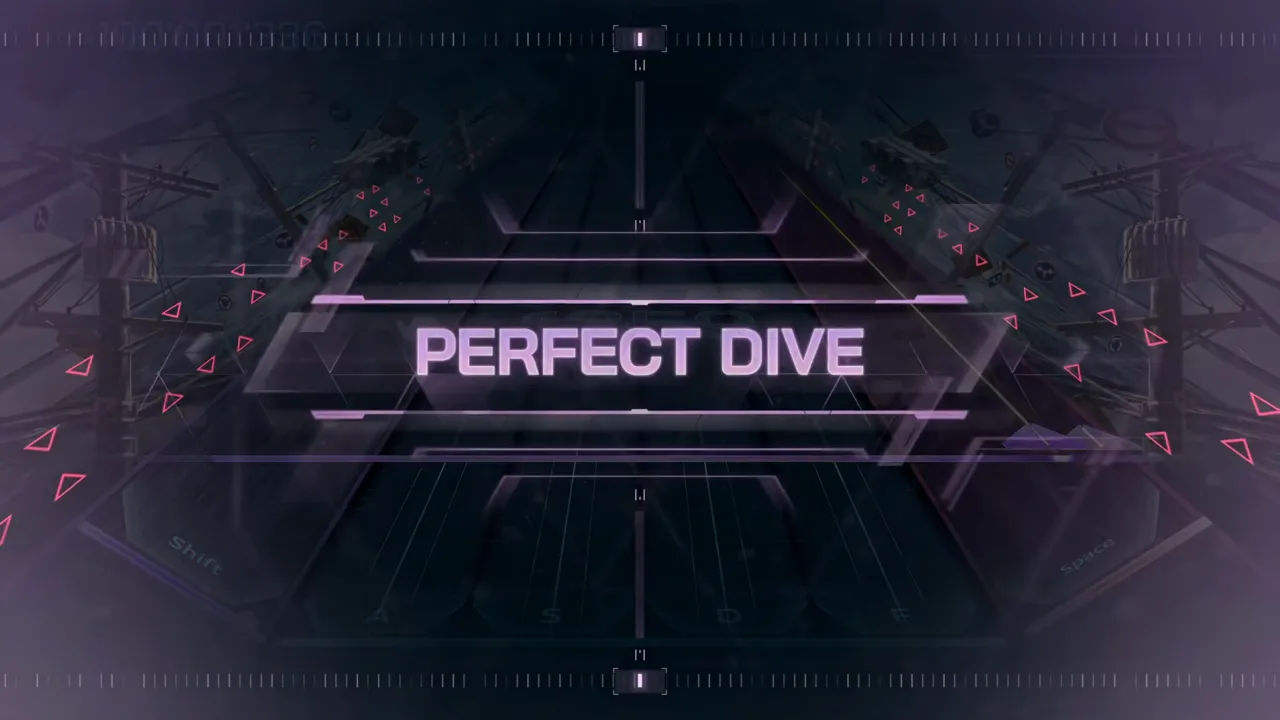 The PERFECT DIVE banner certifies an all-EXACT full chain of Monitoring FBD 11 across the darkened In Falsus highway