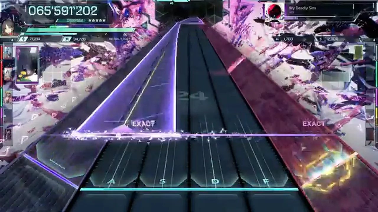 The longest violet field beam of the run holds the whole In Falsus highway at 065'391'202 in My Deadly Sins ULT 9