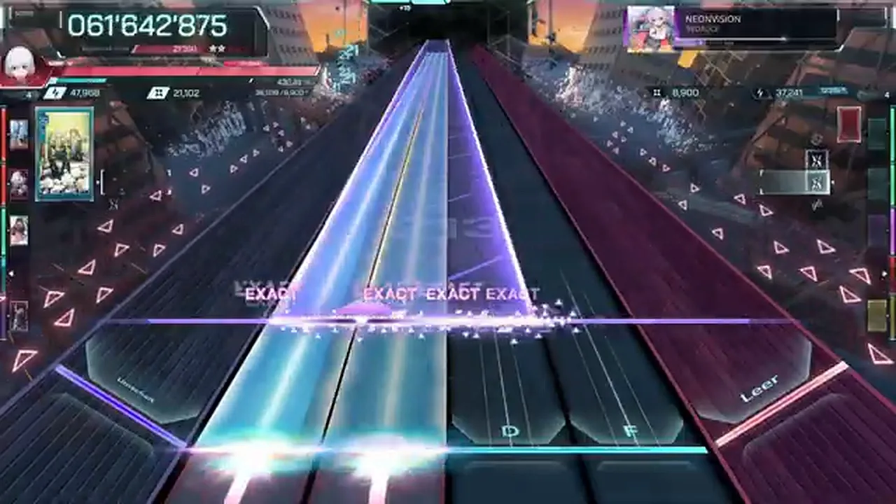 In Falsus runs violet and cyan wide beams in parallel at 061'542'975, a string of EXACTs on the line In Falsus runs violet and cyan wide beams in parallel at 061'542'975, a string of EXACTs on the line