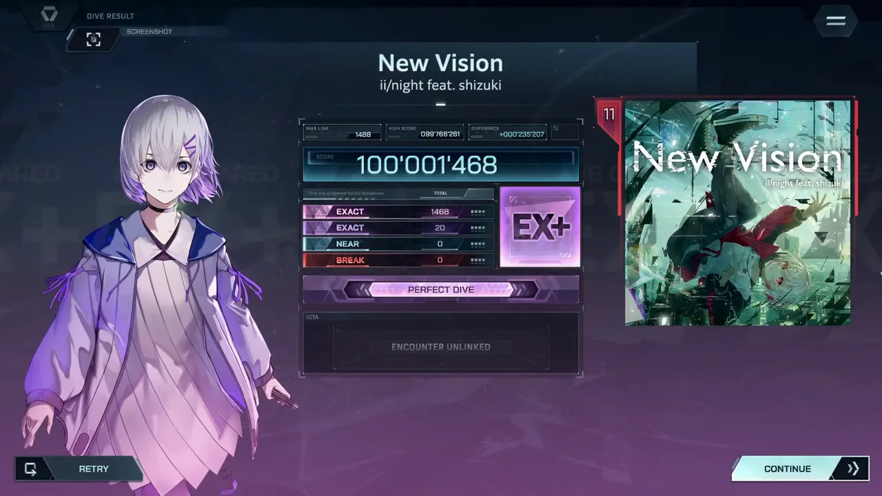 In Falsus holds the settled New Vision FBD 11 receipt at 100'001'468 one second on — the score box is final