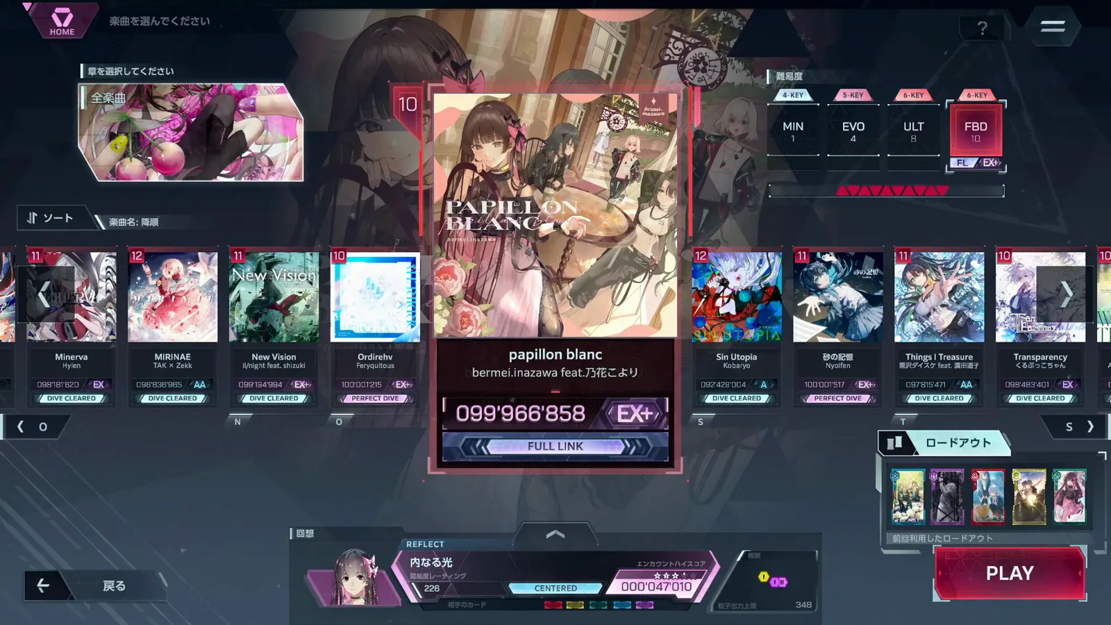 In Falsus song select raising the 6-KEY FBD 10 tab over papillon blanc with FULL LINK 099'966'858 EX+