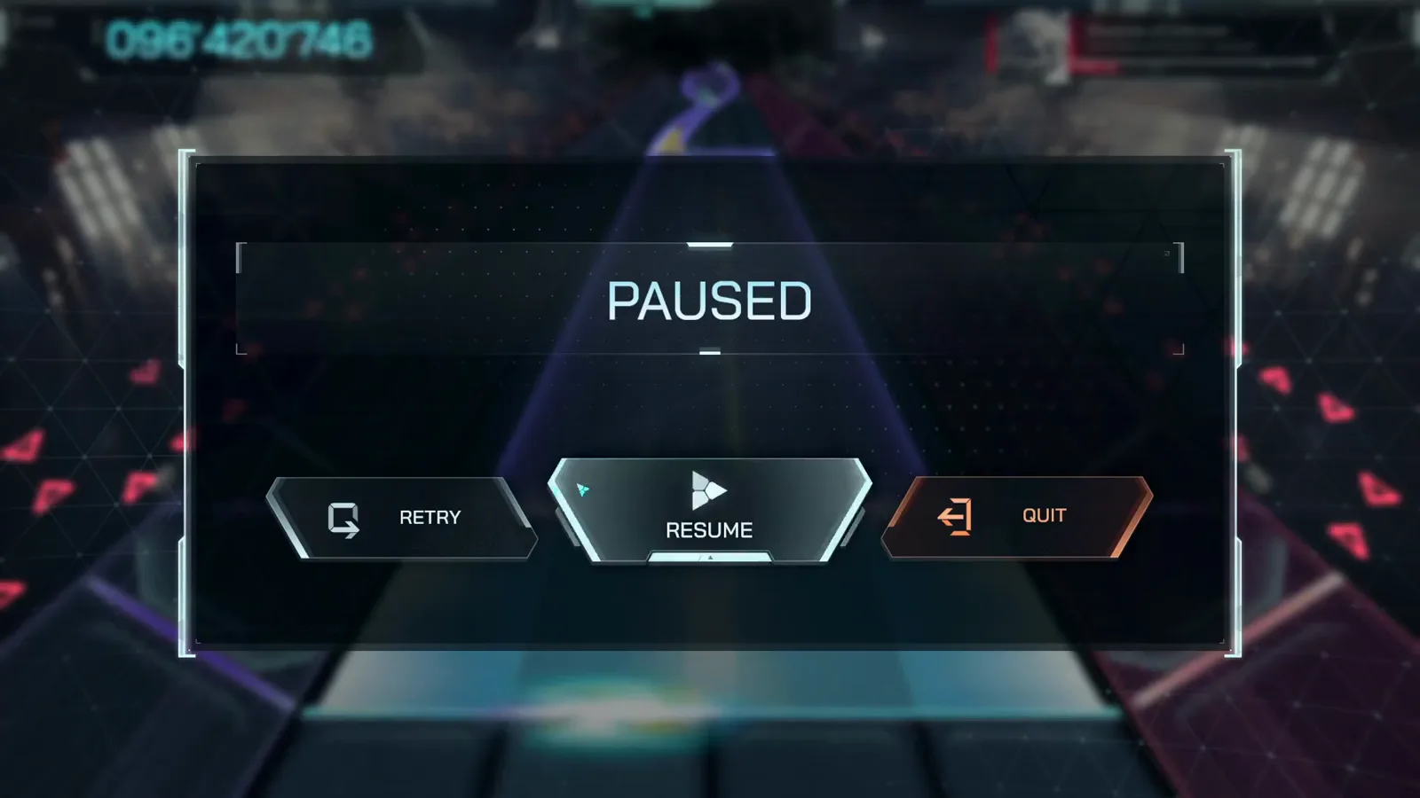 The In Falsus film opens on a PAUSED menu over a prior-run HUD holding 099'420'746 before the Shadows of Unknown dive starts The In Falsus film opens on a PAUSED menu over a prior-run HUD holding 099'420'746 before the Shadows of Unknown dive starts