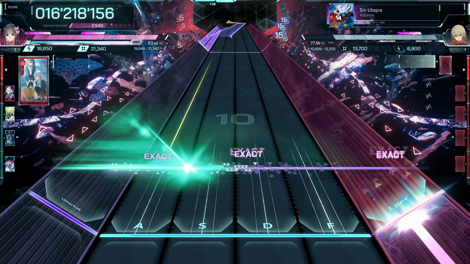 In Falsus gameplay of Sin Utopia ULT 10 where a green EXACT burst lands midchart at 016'218'156 under a purple slab In Falsus gameplay of Sin Utopia ULT 10 where a green EXACT burst lands midchart at 016'218'156 under a purple slab