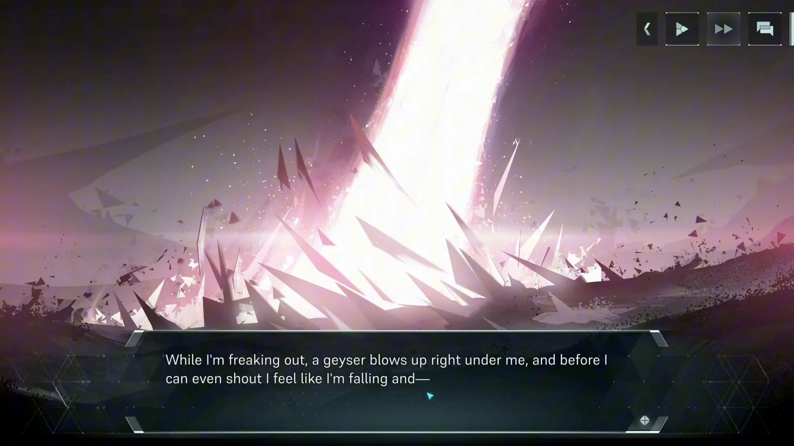In Falsus delusion sequence with erupting geysers of light as the narrator falls into the world of the demo opening scene In Falsus delusion sequence with erupting geysers of light as the narrator falls into the world of the demo opening scene