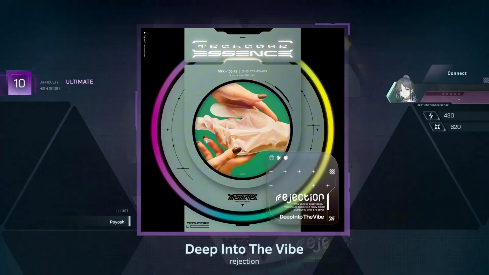 In Falsus song select screen for Deep Into The Vibe by rejection on Ultimate difficulty 10 after the story unlock In Falsus song select screen for Deep Into The Vibe by rejection on Ultimate difficulty 10 after the story unlock