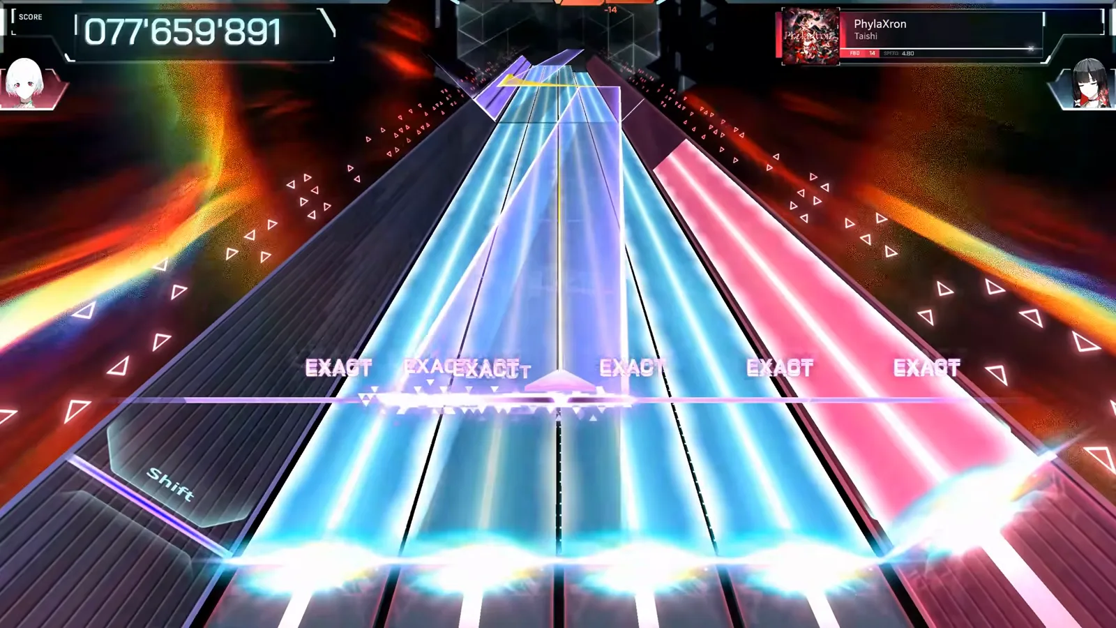 Twin cyan and pink full-length fields close the Taishi FBD 14 run at 077 659 891 in In Falsus Twin cyan and pink full-length fields close the Taishi FBD 14 run at 077 659 891 in In Falsus