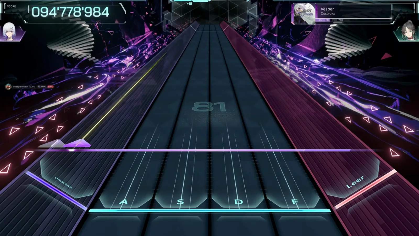 The In Falsus HUD freezes at 094 778 984 with link 81 standing over the emptied Vesper ULT 10 field