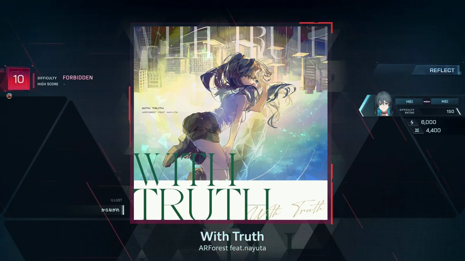 With Truth song card in In Falsus showing the red FORBIDDEN 10 badge and an empty high score before the first attempt With Truth song card in In Falsus showing the red FORBIDDEN 10 badge and an empty high score before the first attempt