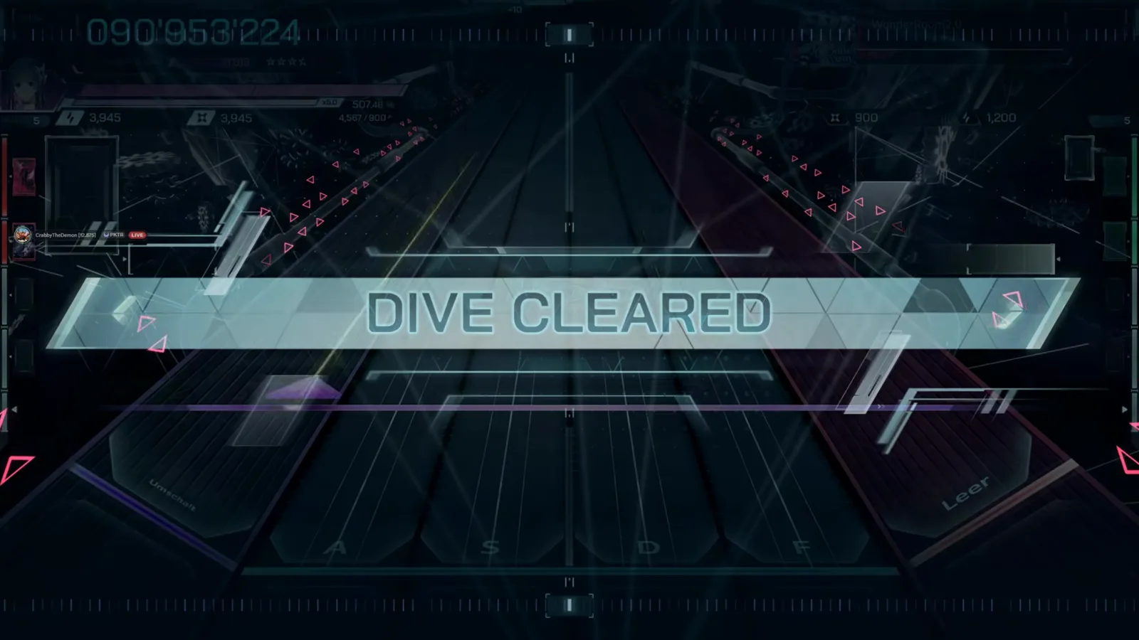 The DIVE CLEARED banner confirms the WonderRoom2.0 FBD 10 sightread survived all five phases in In Falsus The DIVE CLEARED banner confirms the WonderRoom2.0 FBD 10 sightread survived all five phases in In Falsus