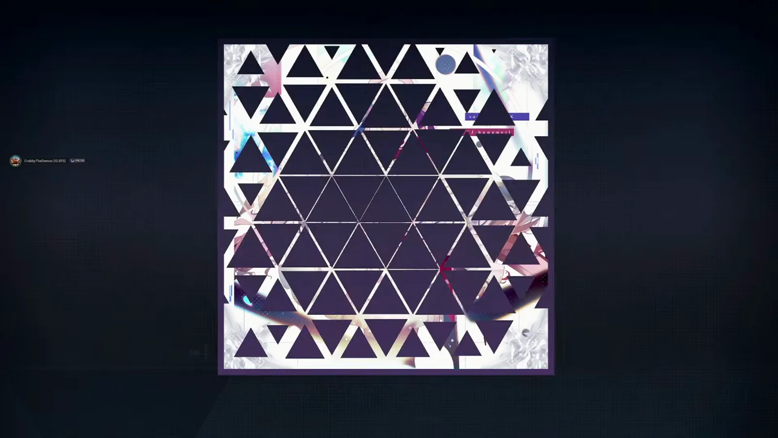 The World Ender jacket art dissolves into a triangle mosaic as an In Falsus ULTIMATE 10 dive begins The World Ender jacket art dissolves into a triangle mosaic as an In Falsus ULTIMATE 10 dive begins