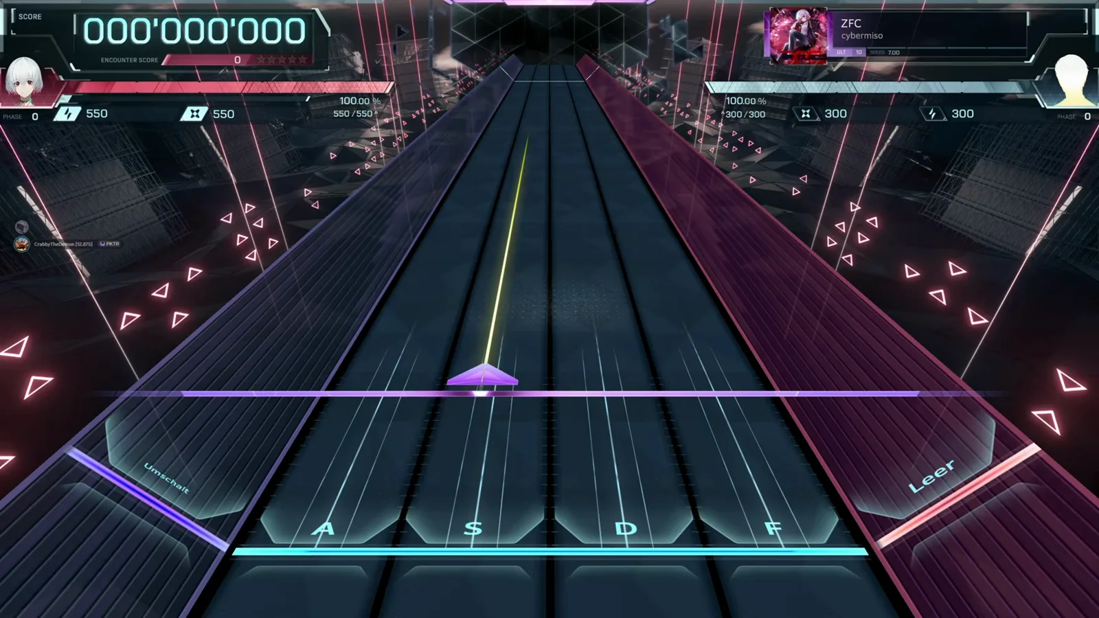 Phase 0 of ZFC ULT 10 in In Falsus shows an empty field at score 000 000 000 under the ULT 10 SPEED 7.00 banner